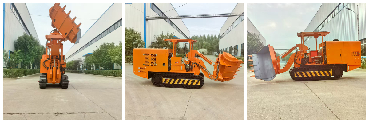 รถตักหินขนถ่ายด้านข้างอุโมงค์