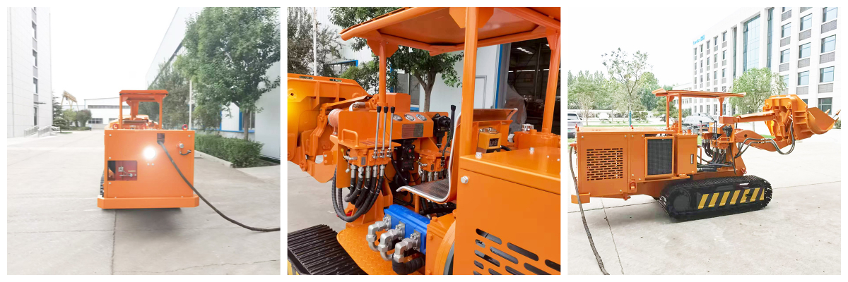 Chargeuse de roches à déchargement latéral efficace